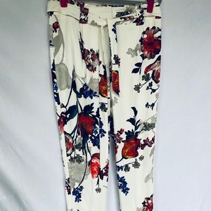Express high rise floral white ankle pant